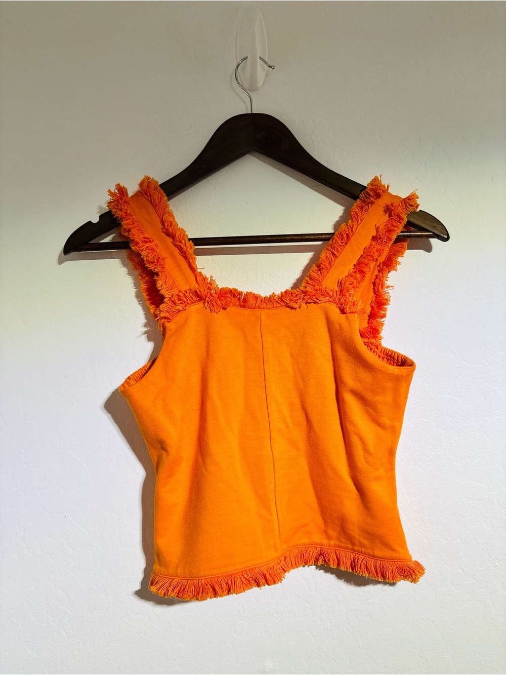 Habitual Girls Orange Fringe Tank Top Size 14 Bright Boho Summer Top